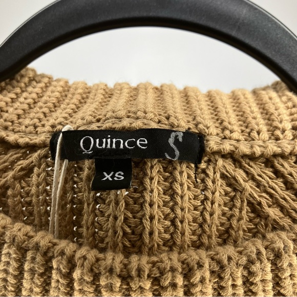 NWT QUINCE 100% Organic Cotton Fisherman Crew Sweater Camel Tan XS - Picture 4 of 6